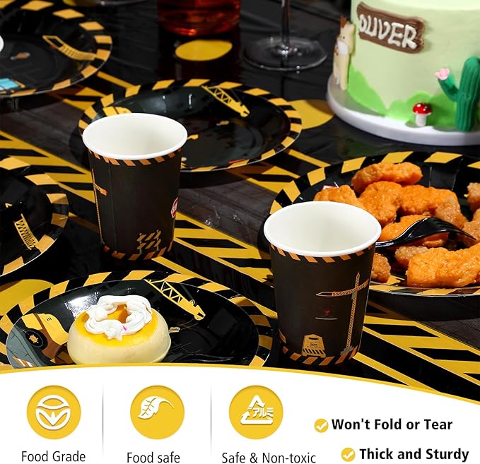 173 Pcs Construction Birthday Party Supplies Serves 24 Include
