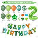 Dinosaur 2nd Birthday Party Decorations for Boys Girls Foil Green