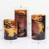 Halloween Flameless Candles with Remote Pumpkin Spider Web Decal and