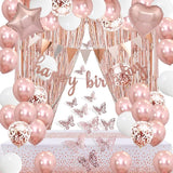 Rose Gold Birthday Decorations Rose Gold Happy Bday Banner Balloons