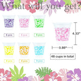48 Pack 14 OZ Hawaiian Cups for Party Luau Plastic Cups Tropical