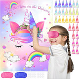 ASTARON Pin The Horn on The Unicorn Game for Kids Birthday Party,