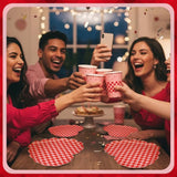 96 Pcs Valentine's Day Party Supplies Set for 24 Guests Red Checked