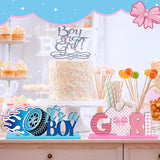 6 Pcs Burnouts or Bows Gender Reveal Party Wooden Centerpieces Table