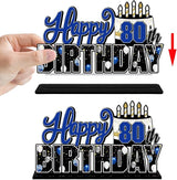 LINGTEER Happy 80th Birthday Blue Acrylic Table Topper Centerpieces
