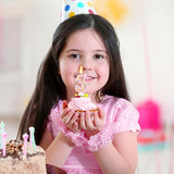 Birthday Candles for Girls - Number 3 Candle, Colorful Macaron