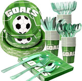 175 Piece Soccer Themed Disposable Plate Set for 25 Guests Party