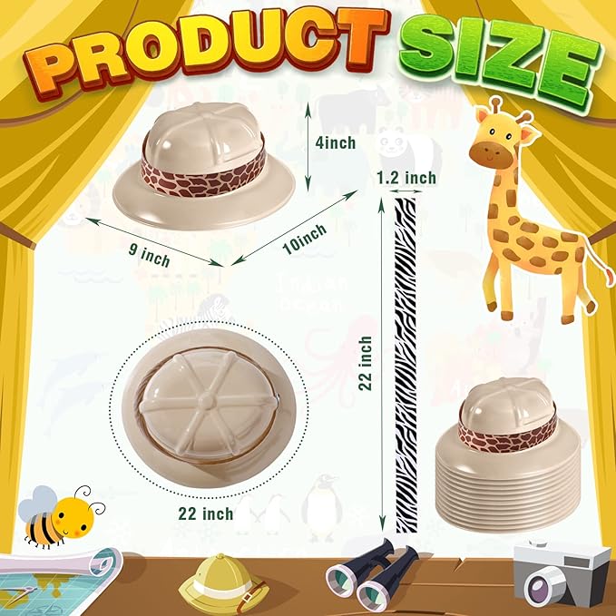 30 Sets Safari Party Hats Jungle Explorer Adventure Helmet Hats with