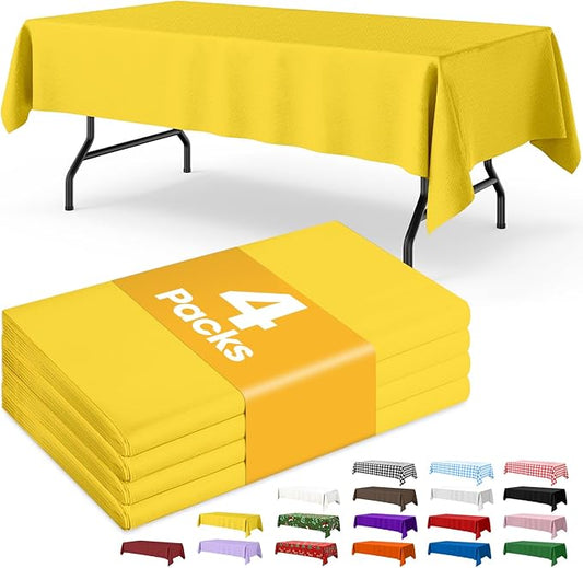 Niuara Yellow Plastic Table Cloth - 4 Pack 54" × 108" Rectangle