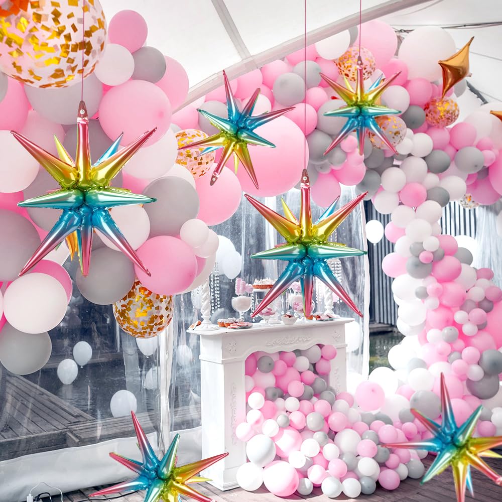 Star Balloons Colorful Balloons 8 Pcs Iridescent Rainbow Balloon Arch