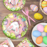 Happy Easter Decorations 142Pcs Easter Bunny Plates and Napkins Kit