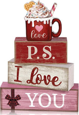 4 Pcs Valentine's Day Table Decoration Wooden Ice Cream Cup