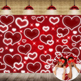 Red Heart Photo Backdrop Valentines Decorations 10x8FT Early 2000s
