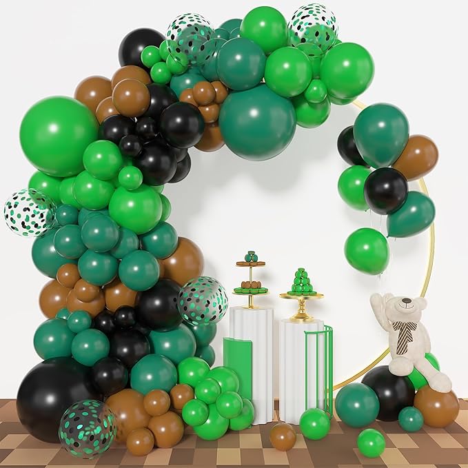 Amandir 153pcs Green and Brown Balloon Garland Arch Kit, Different
