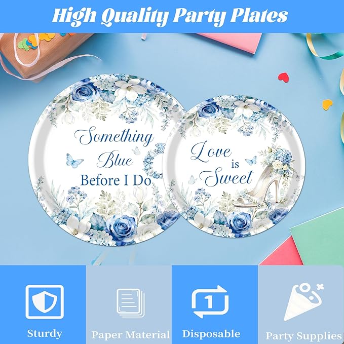 Something Blue Bridal Shower Decorations 96PCS Bachelorette Wedding