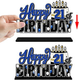 LINGTEER Happy 21st Birthday Blue Acrylic Table Topper Centerpieces