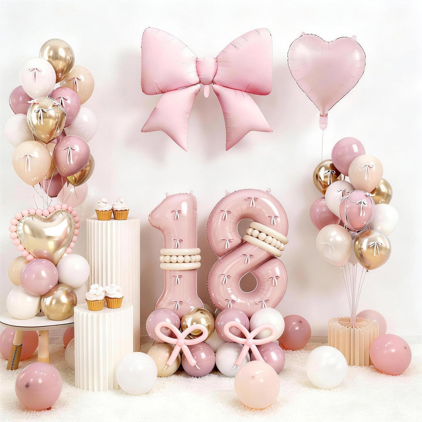 Dusty Pink Balloon Number 18 for 18th Birthday Decorations Girls,