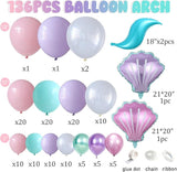 Mermaid Balloon Garland Arch Kit Pastel Pink Purple Teal Blue Clear