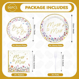 96Pcs Wildflower Bridal Shower Party Supplies Watercolor Floral Miss