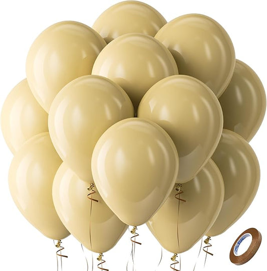 Bezente Tan Latex Party Balloons - 100 Pack 12 inch Round Helium