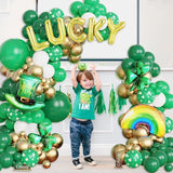 136Pcs St Patrick's Day Balloon Arch Garland Kit Green Gold White