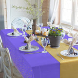 8Pack Disposable Plastic Tablecloths and Satin Table Runner Set