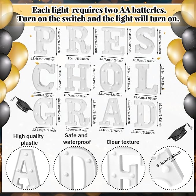 13 Pcs Preschool Graduation Decorations Preschool Grad Letter LED