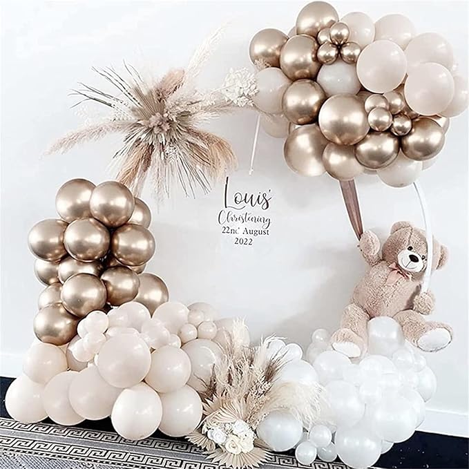 Champagne Gold and White Balloons, 60Pcs Beige White Sand Metallic