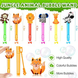 Safari Party Favors 24Pcs Jungle Animals Mini Bubble Wands for Kids