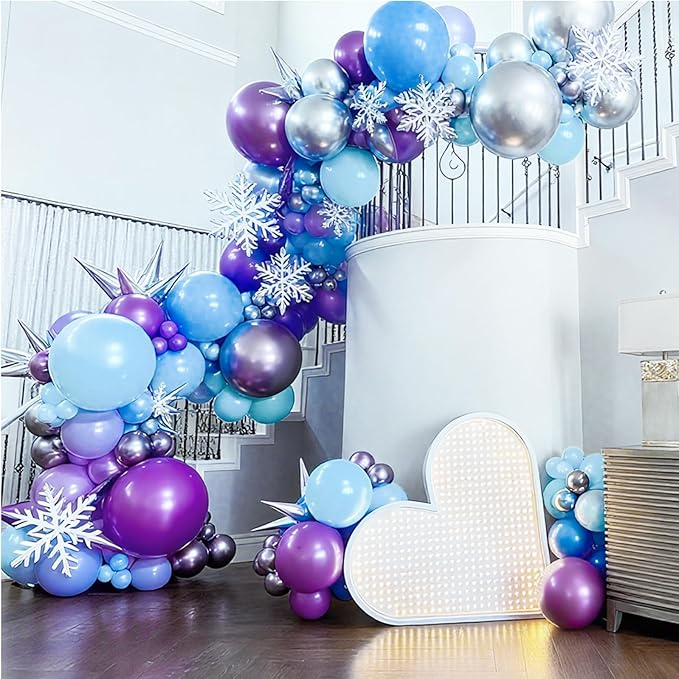 Bezente Frozen Balloons Kit, 60pcs 12 inch Blue Purple Latex Balloons