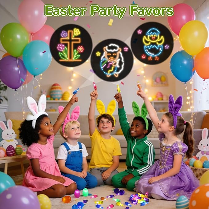 36 Pcs Prefilled Easter Eggs with Light up Finger Lights Toys Easter
