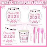 Sunnychicc 168 Pcs Pink Graduation Decorations Pink Bow Class of 2026