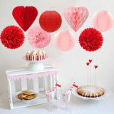 Red Pink Valentines Day Paper Flowers Hearts Honeycomb Lanterns