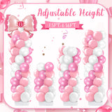 Kasyat 2 Sets Pink Bow Balloon Column Stand Kit with 2 Pink Bow Foil