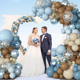 Ouddy Party Dusty Blue Brown Balloons Garland Arch Kit, Different