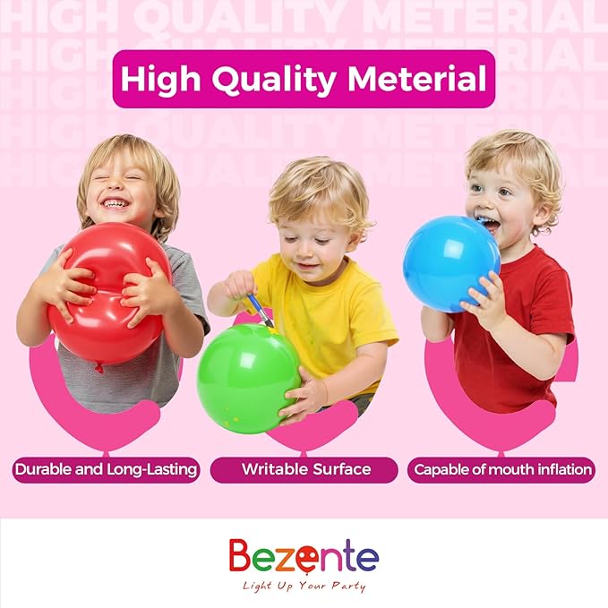 Bezente Dark Brown Latex Party Balloons - 100 Pack 12 inch Round