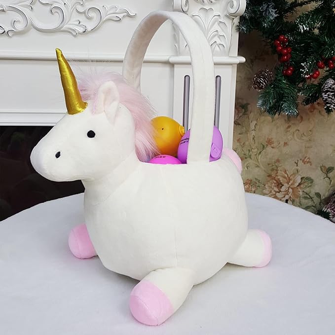 3D Unicorn Plush Basket Halloween Trick or Treat Baskets Cute Candy