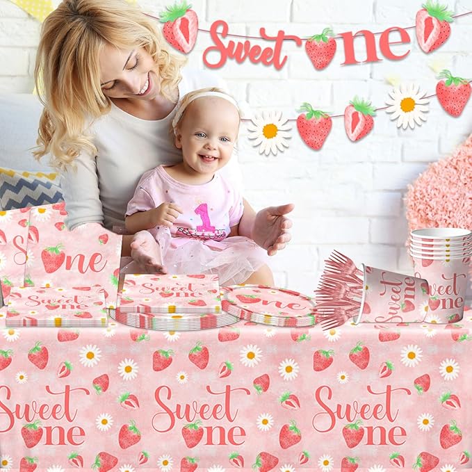 Strawberry 1st Birthday Party Decorations for Girls Sweet One 1st