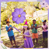 Aoriher Daisy Flower Piñata Set with Blindfold and Bat Purple Flower