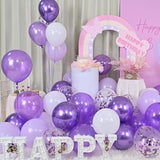 Togvu Balloon Purple and White, 60 Packs 12 Inch Dark Light Metallic
