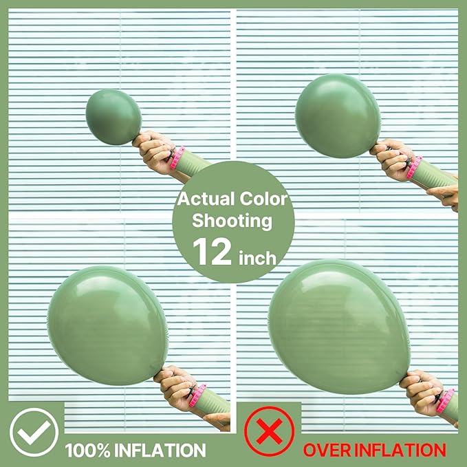 PartyWoo Sage Green Balloons 140pcs Different Sizes Pack of 18 12 10