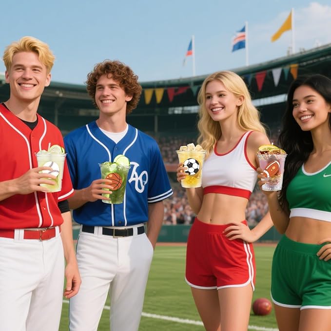 50Pcs Sports Party Decoration Cups 12Oz Plastic Disposable Cups