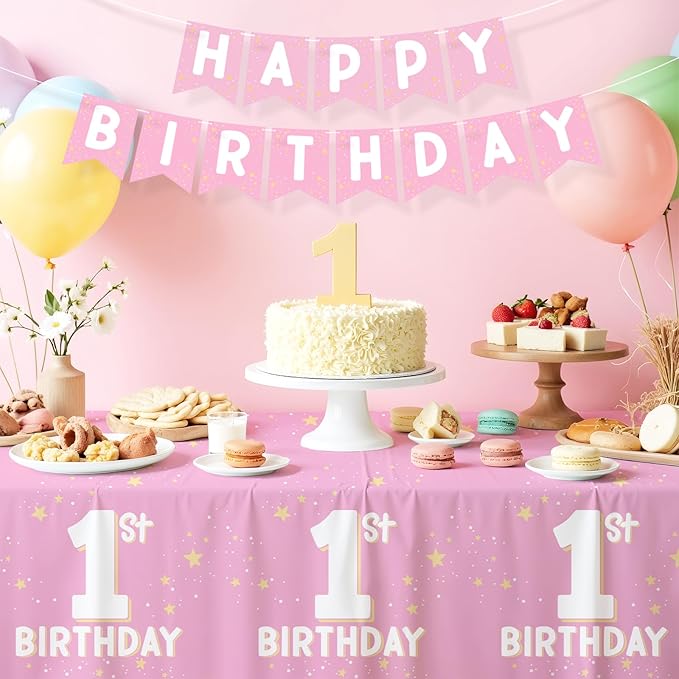 Baby Girl Party Supplies Set 1st Birthday Decorations Includes 2