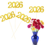 12 Pieces Glitter 2026 Centerpiece Sticks Gold Double Sided 2026