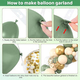 Amandir 153pcs Sage Green Balloon Garland Arch Kit, Different Sizes