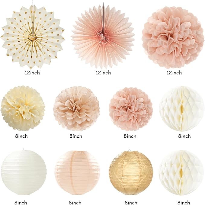 Champagne Gold Beige Fall Boho Birthday Party Decorations 21pcs