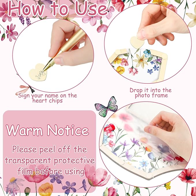 63 Pcs Wildflower Baby Shower Guest Book Alternatives Set Baby