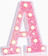 Pooqla LED Marquee Letter Lights, Light Up Pink Letters Glitter #3