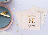 Cheers to 60 Years Cocktail Napkins | Happy 60th Birthday Decorations