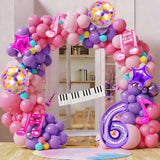 9Pcs Kpop Birthday Decorations - Kpop Music Balloons Hot Pink Music